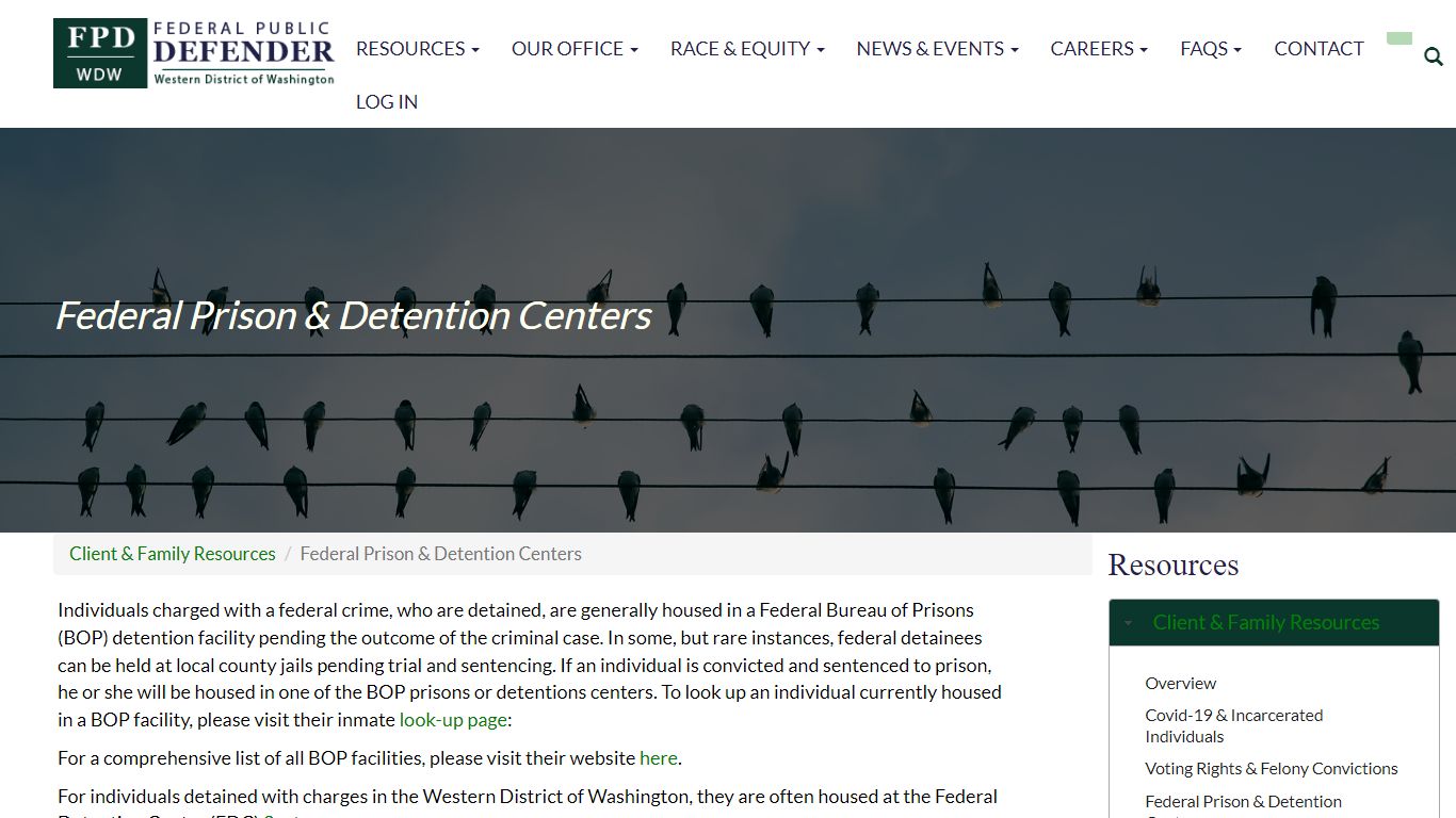 Federal Prison & Detention Centers | waw.fd.org